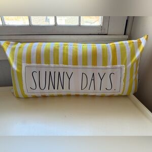 Rae Dunn Yellow and White Striped 'Sunny Days' Pillow